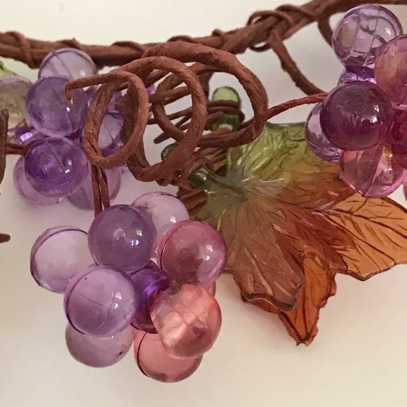 Candle Ring Wreath Fall Table Centerpiece Leaves Grapes Thanksgiving Fall Decor - Picture 16 of 16